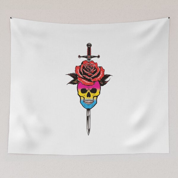 Item preview, Gothic Pansexual Skull & Rose Dagger – Pansexual Pride Flag Design designed and sold by Travelslightly.
