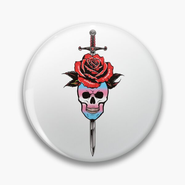 Item preview, Gothic Transgender Skull & Rose Dagger – Trans Pride Flag Design designed and sold by Travelslightly.
