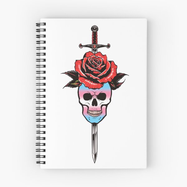 Item preview, Gothic Transgender Skull & Rose Dagger – Trans Pride Flag Design designed and sold by Travelslightly.