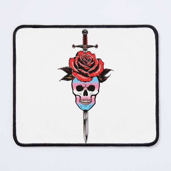 Item preview, Gothic Transgender Skull & Rose Dagger – Trans Pride Flag Design designed and sold by Travelslightly.