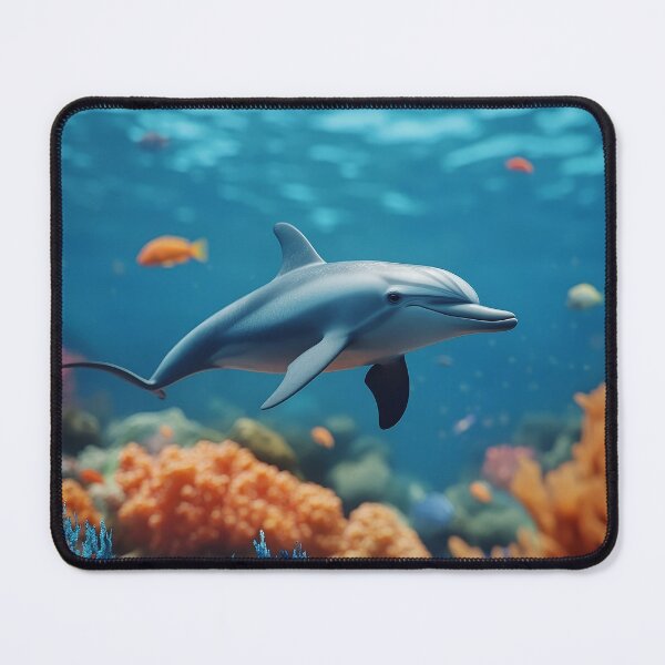 Item preview, Ocean Dolphin and Tropical Coral - Marine Life Illustration designed and sold by Emaga Digital Studio.