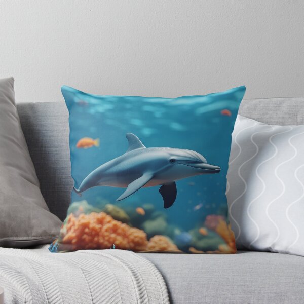 Item preview, Ocean Dolphin and Tropical Coral - Marine Life Illustration designed and sold by Emaga Digital Studio.