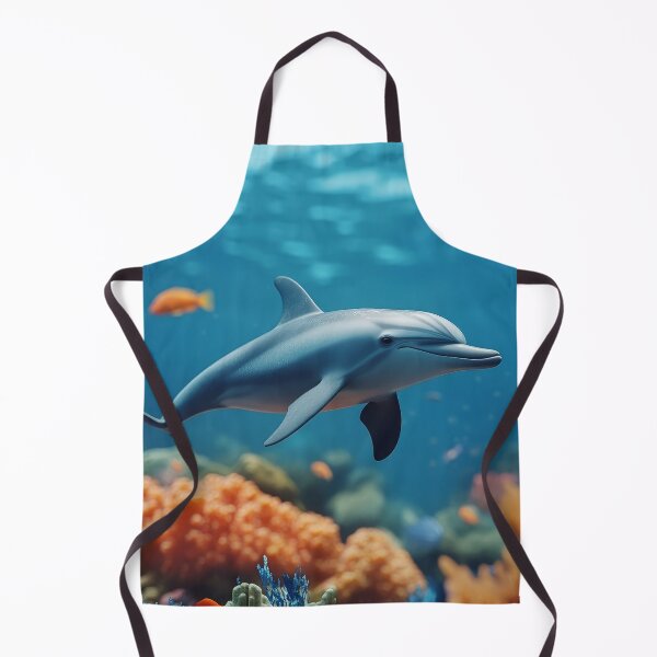 Item preview, Ocean Dolphin and Tropical Coral - Marine Life Illustration designed and sold by Emaga Digital Studio.