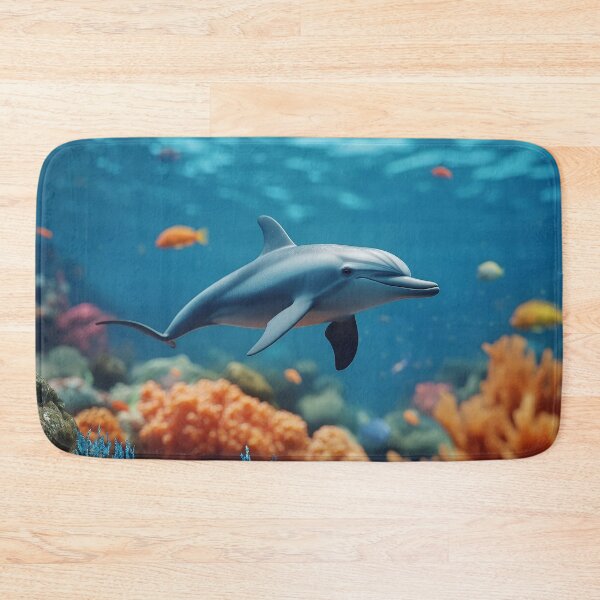 Item preview, Ocean Dolphin and Tropical Coral - Marine Life Illustration designed and sold by Emaga Digital Studio.