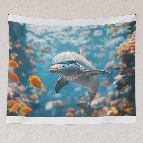 Item preview, Dolphin in a Coral Reef - Colorful Underwater Art designed and sold by Emaga Digital Studio.