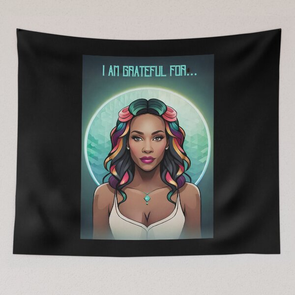 Item preview, Glam Girl I Am Grateful For Inspirations Rainbow Teal Moon  designed and sold by Melan Designs.