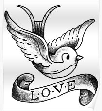 Beautiful Dove With Love | Black and White Dove Poster