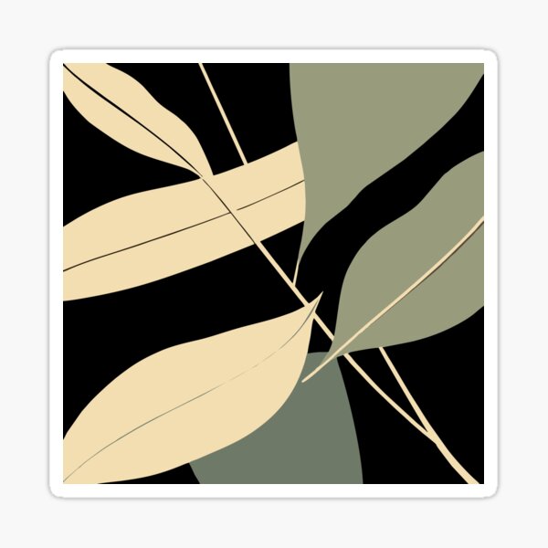 Leaves - black background - vectorized Sticker
