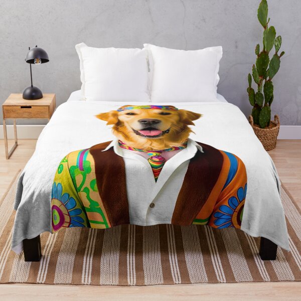 Item preview, Cute and Groovy 1970s Golden Retriever – Love, Peace & Retro Vibes designed and sold by Fredster1966.