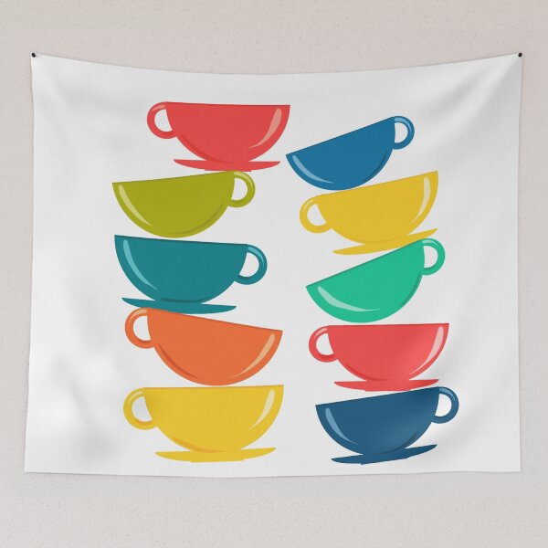 Item preview, A Teetering Tower Of Colorful Tea Cups designed and sold by BunnyThePainter.