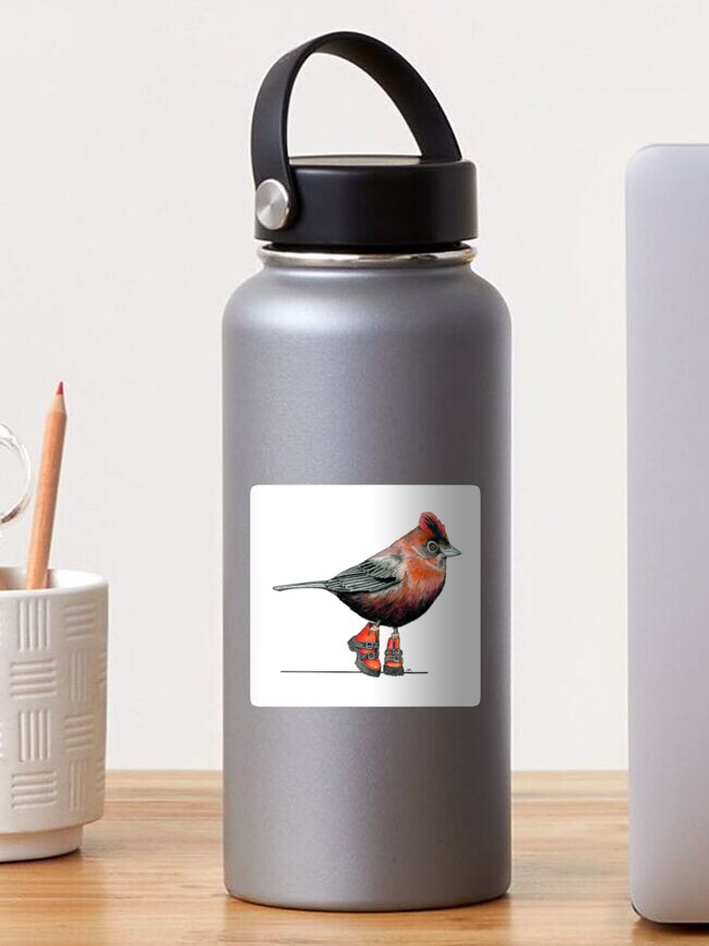 Thumbnail 1 of 3, Sticker, Red Crested Finch in Buckle Boots designed and sold by JimsBirds.