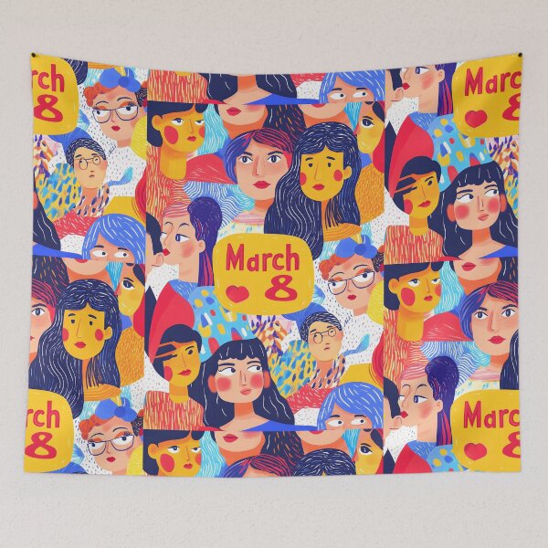 Item preview, Honoring Women's Voices: March 8 - Diverse Faces Intertwined with Bold Patterns, Radiating Strength and Unity designed and sold by OlfactoART Studio.