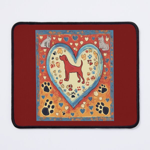 Item preview, "Paws of Love: Whimsical Heart with Canine and Feline Friends" designed and sold by Artisticanvas.
