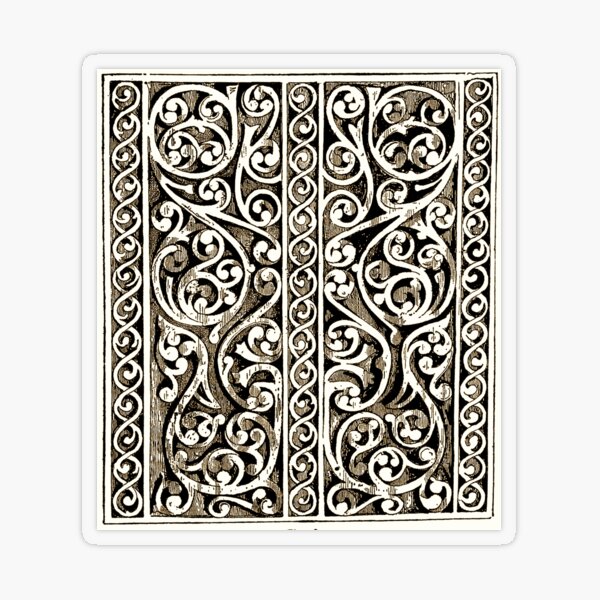 Renaissance Italy Wood Medieval Arabesque Transparent Sticker