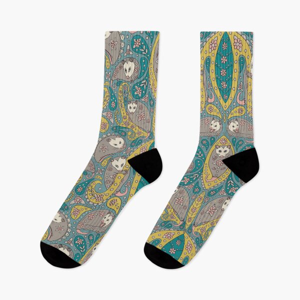 Item preview, Whimsical Paisley Possums in Teal and Yellow designed and sold by somecallmebeth.