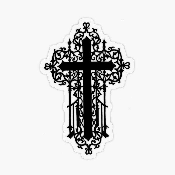 Cross Mourning Gothic Cajun Black Transparent Sticker