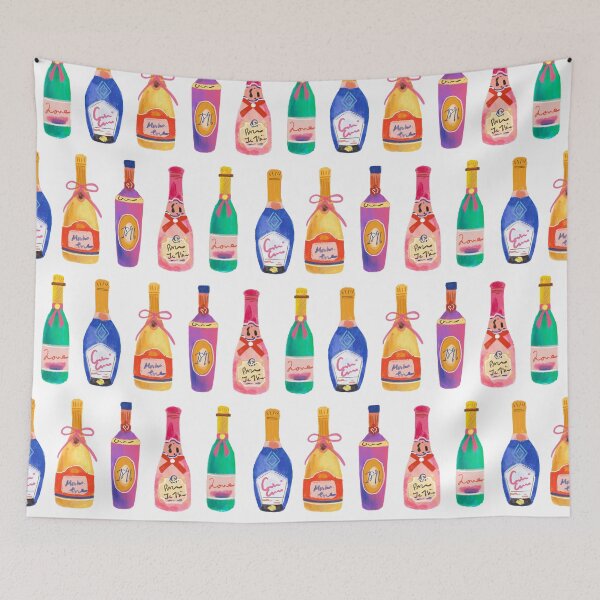 Item preview, Colorful Champagne Cocktail Wine Bottle Pattern designed and sold by Natasha May Design.