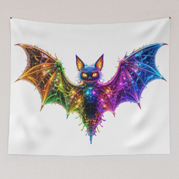 Item preview, Neon Cyber Bat – Glowing Geometric Wings designed and sold by GloriousArtSKD.