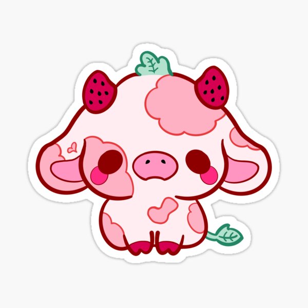 Vista previa del artículo con la obra «Vaca fresa kawaii (rosa)», diseñado y vendido por NamelessNeuro.