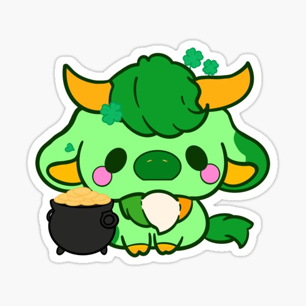 Vista previa del artículo con la obra «Vaca kawaii del día de San Patricio», diseñado y vendido por NamelessNeuro.