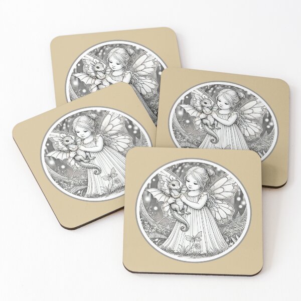 Item preview, Greyscale Fairy with Baby Dragon designed and sold by SmithE018.