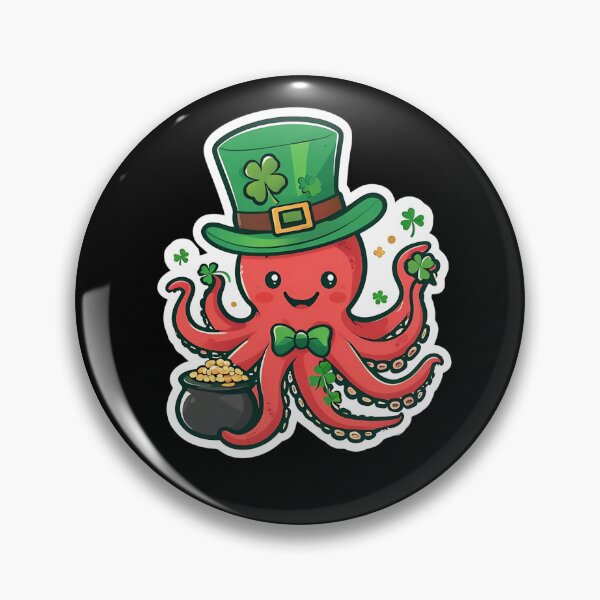 Item preview, Playful Cartoon Red Octopus In St Patrick's Day Theme designed and sold by FestivityFinds.