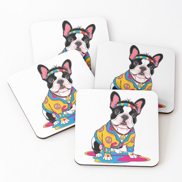 Item preview, Groovy 1970s French Bulldog Cartoon – Love, Peace & Hippy Vibes designed and sold by Fredster1966.