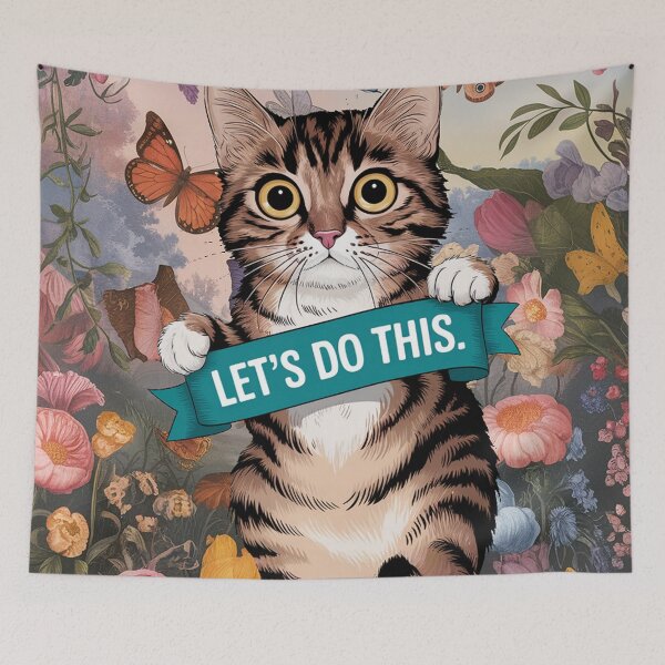 Item preview, Motovational Cat Surrounded by Flowers and Butterflies designed and sold by AnimalAirtistry.
