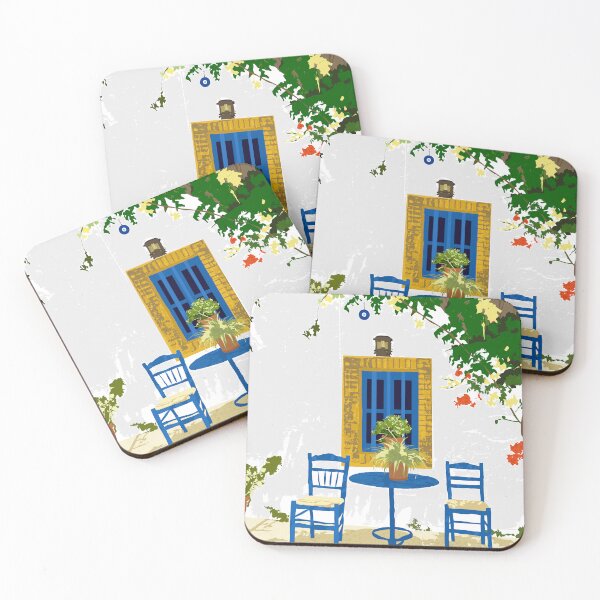Item preview, Greek Vacay For Two, Evil Eye Santorini Travel Summer, Eclectic Travel Architecture White Buildings Cafe designed and sold by 83oranges.com.