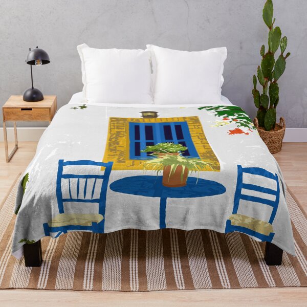 Item preview, Greek Vacay For Two, Evil Eye Santorini Travel Summer, Eclectic Travel Architecture White Buildings Cafe designed and sold by 83oranges.com.