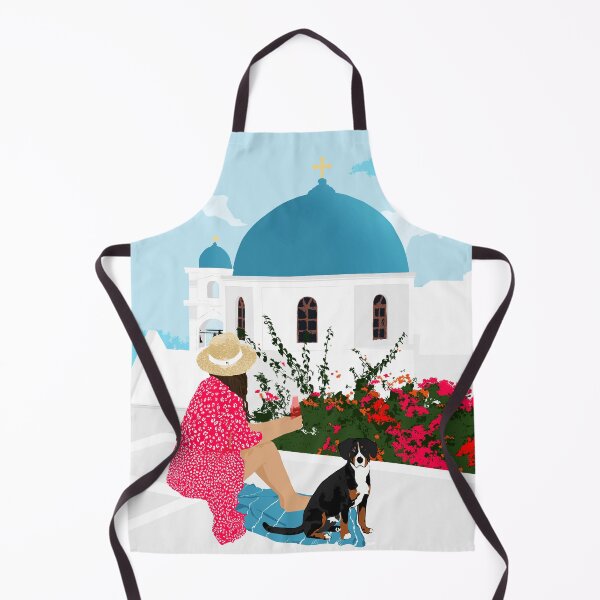 Item preview, Greek Staycation, Pets Santorini Tropical Summer Travel, Dog White Buildings Architecture Fashion Bohemian designed and sold by 83oranges.com.