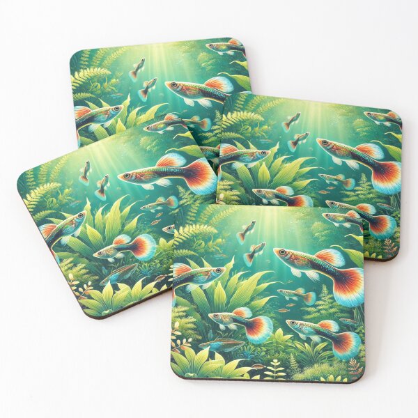 Item preview, Vibrant Endler Guppy Fish in Lush Planted Aquarium designed and sold by NocturnalNook.