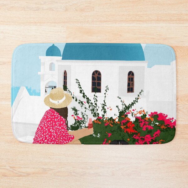 Item preview, Greek Staycation, Pets Santorini Tropical Summer Travel, Dog White Buildings Architecture Fashion Bohemian designed and sold by 83oranges.com.