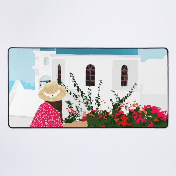 Item preview, Greek Staycation, Pets Santorini Tropical Summer Travel, Dog White Buildings Architecture Fashion Bohemian designed and sold by 83oranges.com.