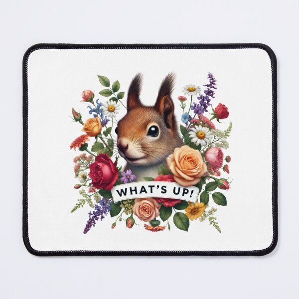 Item preview, What's up! Whimsical Squirrel in Bloom, Realistic Wildlife & Floral Art Fusion designed and sold by Julinel Design.
