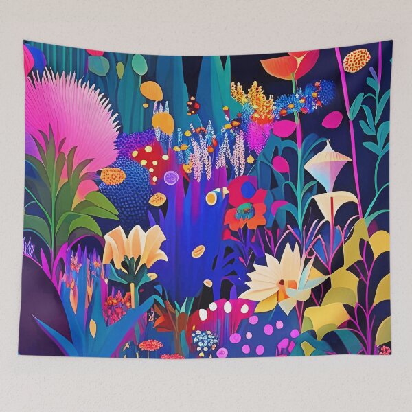 Item preview, Surreal Emotions, Abstract Colorful Bold Botanical Nature Garden, Eclectic Boho Bohemian Modern Contemporary graphic Design Painting designed and sold by 83oranges.com.