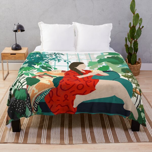 Aperçu de l'œuvre Introspection, plantes de décor bohème de jungle urbaine, dame de plante de soins personnels, rétrospection d'amour de soi analyser la mode d'état d'esprit de positivité créée et vendue par 83oranges.com.