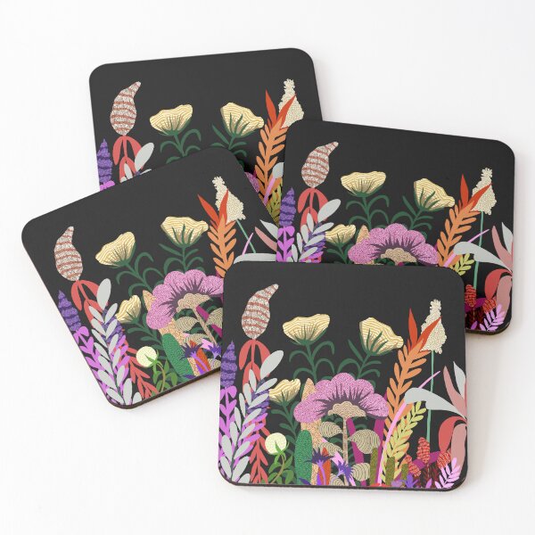 Item preview, Dark Garden, Eclectic Bold Floral Botanical Nature, Colorful Mystery Bohemian Flowers Plants designed and sold by 83oranges.com.