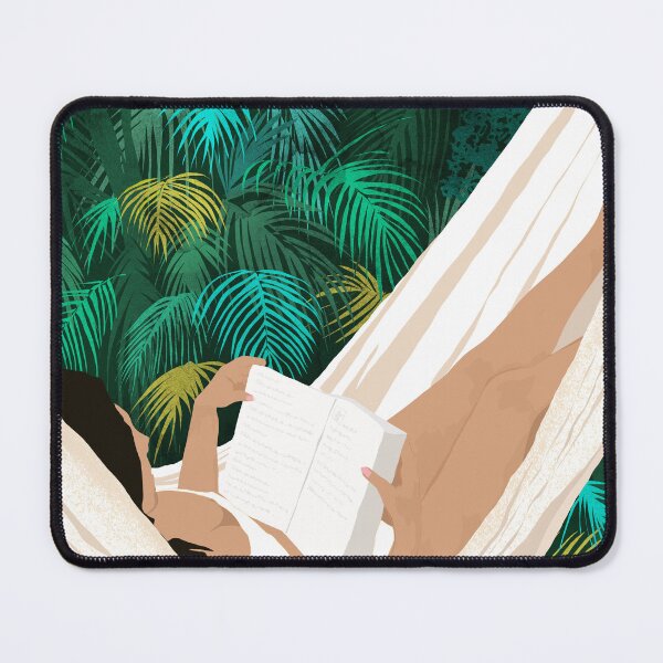 Item preview, Summer Hammock Reading, Tropical Jungle Travel, Watercolor Nature Bohemian Forest Plants, Palm Beach designed and sold by 83oranges.com.