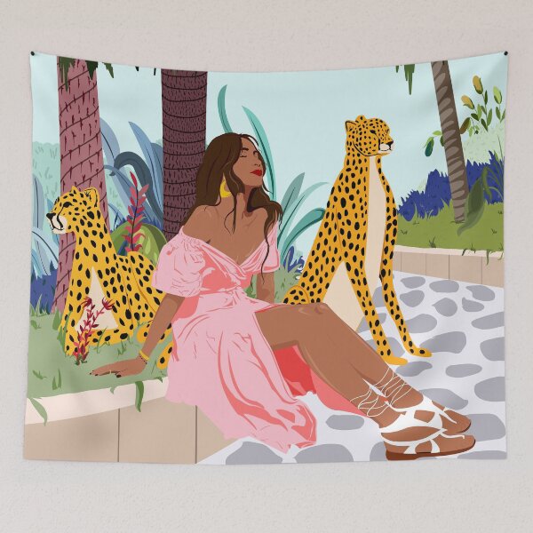 Item preview, Spirit Animal, Cheetah, Leopard, Tiger Wildlife, Tropical Jungle Wild Cat Animals, Bohemian Woman Travel Garden Nature designed and sold by 83oranges.com.