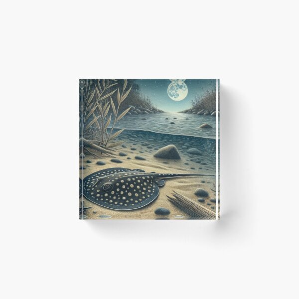 Item preview, Freshwater Stingray at River Bottom – Moonlit Underwater designed and sold by NocturnalNook.