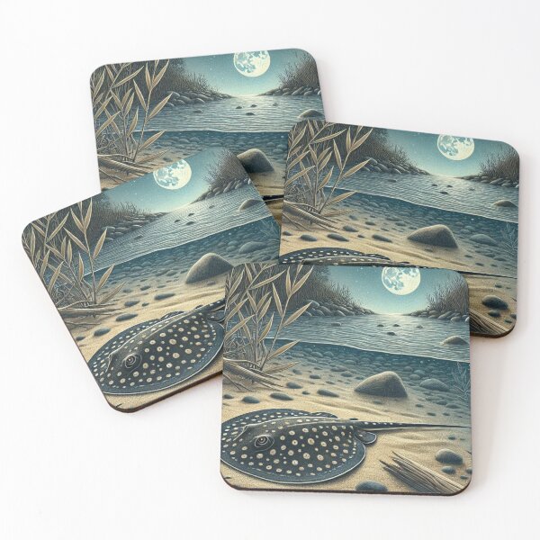 Item preview, Freshwater Stingray at River Bottom – Moonlit Underwater designed and sold by NocturnalNook.