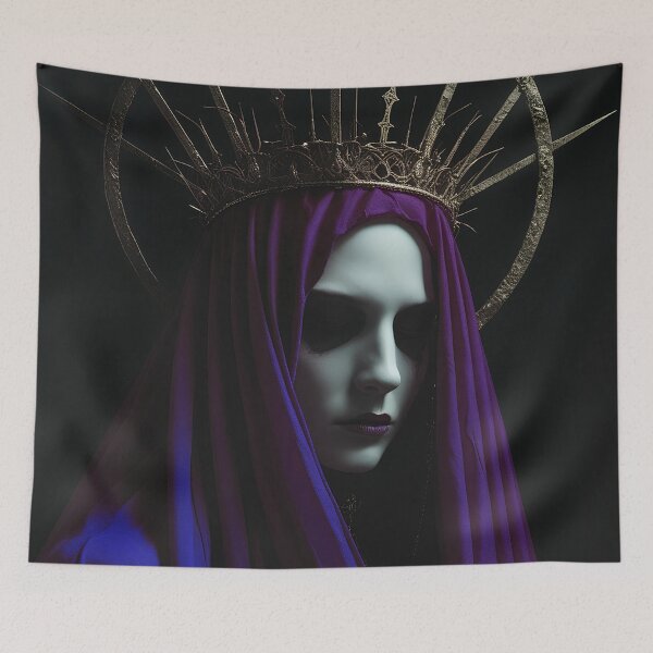 Item preview, Dark Gothic Queen – Mysterious Veiled Royalty with a Golden Crown designed and sold by Nickyayee.