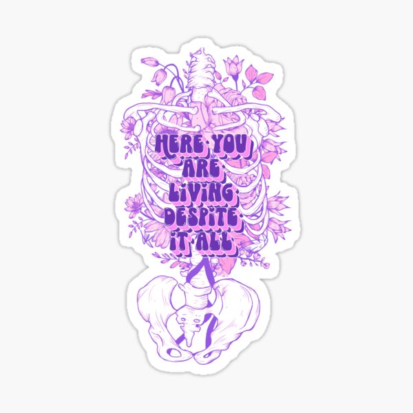 Item preview, Here You Are Living Despite It All – Skeleton & Flowers Aesthetic designed and sold by Jess.a.creates.