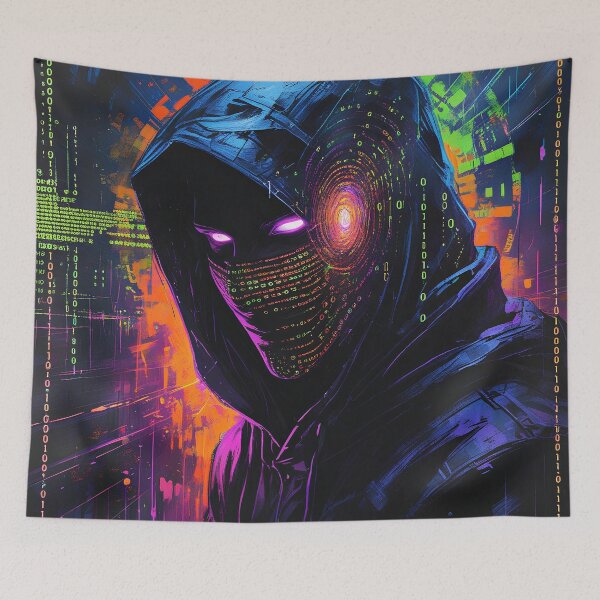 Item preview, Cyberpunk Hacker – Digital Phantom in a Neon Dystopia designed and sold by Nickyayee.
