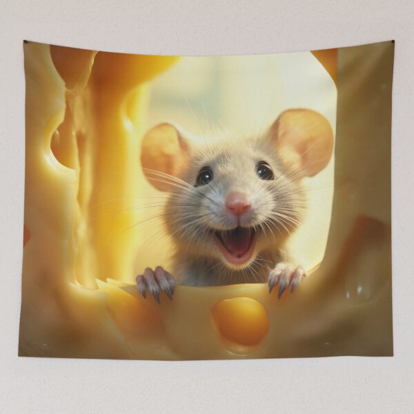 Item preview, funny little mouse eats cheese designed and sold by Mauswohn.
