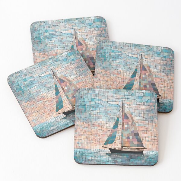 Item preview,  Pastel Mosaic Sailboat at Sea designed and sold by Glam-OOTD.