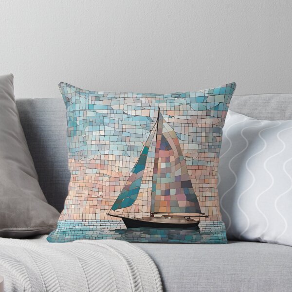 Item preview,  Pastel Mosaic Sailboat at Sea designed and sold by Glam-OOTD.