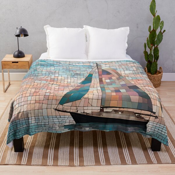 Item preview,  Pastel Mosaic Sailboat at Sea designed and sold by Glam-OOTD.