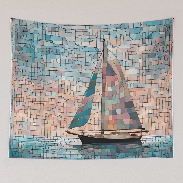 Item preview,  Pastel Mosaic Sailboat at Sea designed and sold by Glam-OOTD.